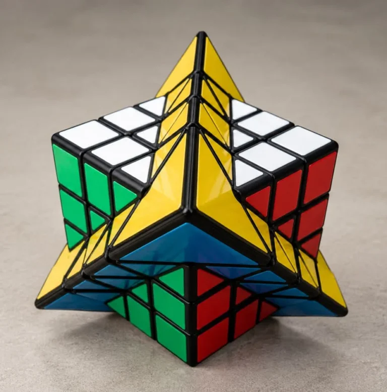 4x4 Stellar Triskelion, a handmade Manqube twisty puzzle